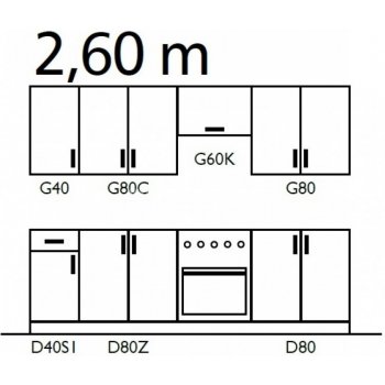 Kuchyňská linka Gala Meble Sofia 260 cm