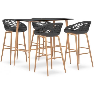 zahrada-XL 5dílný barový set černo-šedý 3057464 – Hledejceny.cz