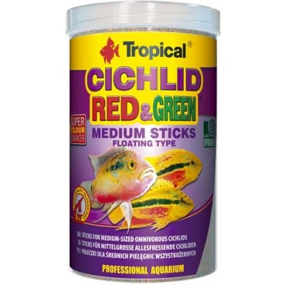 TROPICAL Cichlid Red&Green Medium Sticks 1000ml/360g tyčinky pro střední všežravé cichlidy