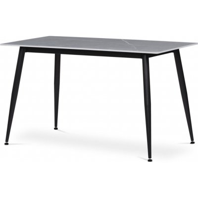 AUTRONIC Stůl jídelní 130 x 70 x 76 cm, deska slinutý kámen v imitaci matného mramoru, černé kovové nohy – Zboží Mobilmania