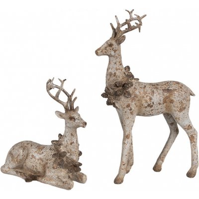 Clayre & Eef Set 2ks hnědá dekorace srnec 12*5*20 / 12*5*12 cm – Hledejceny.cz