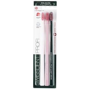 Swissdent Colours zubní kartáčky Soft-Medium Pink Paradise 3 ks