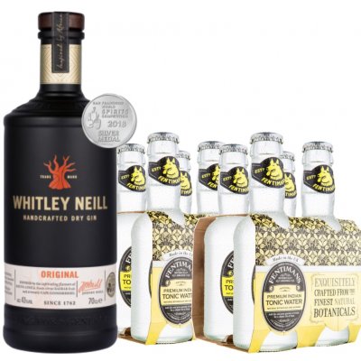 Whitley Neill Handcrafted Dry Gin 43% 0,7 l + Fentimans Indian tonic 8 x 0,2 l (set)