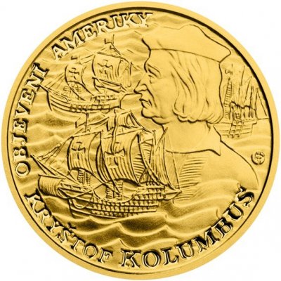 Česká mincovna Zlatá čtvrtuncová mince Objevení Ameriky Leif Eriksson 7,78 g – Zbozi.Blesk.cz