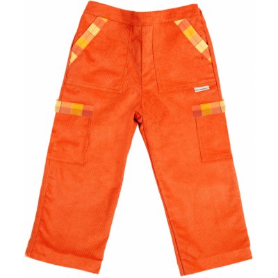 Dětské manšestrové kalhoty zateplené oranžové – Zboží Mobilmania