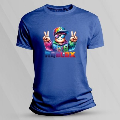 Sandratex Bavlněné dětské tričko Roblox hráč 2 Královsky modrá – Zboží Mobilmania