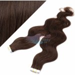 Vlnité Tape in 60cm vlasy REMY tmavě hnědá #2 – Sleviste.cz