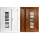 OknaDvereNaMiru.cz Dvoukřídlé vchodové dveře Lucy + plný panel zlatý dub-bílá levé 150 x 200 cm – Hledejceny.cz