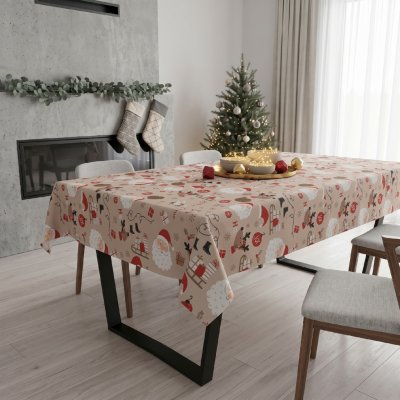 Mybesthome Vánoční ubrus Natale MAGIC I. béžová motiv E 130x230 cm – Sleviste.cz