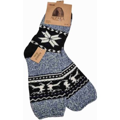 Alpaca dámské domácí vlněné ponožky sobík modrá