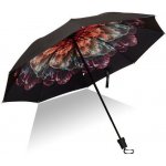 Carla Barevný květ dámský skládací deštník černý – Zboží Mobilmania