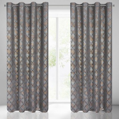 Takoy Závěs ARETA ze sametu s gradientním stříbrno-zlatým vzorem ve stylu boho 140 x 250 cm-HF-390156 | 140 x 250 cm – Hledejceny.cz