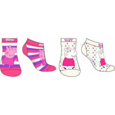 Prasátko Peppa 5234974 Dívčí kotníkové ponožky smetanová / proužek – Zboží Mobilmania