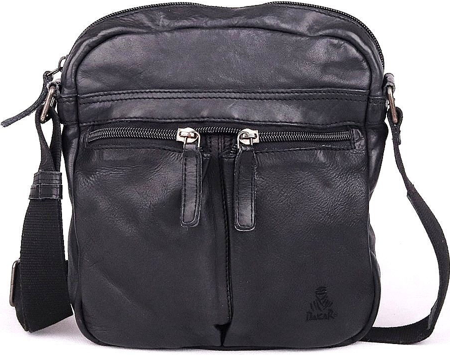 Luxusní kožená hladká crossbody taška Dakar no. 1013 černá