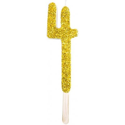 PME Dortová svíčka se zlatým třpytem číslo 4 – Sleviste.cz