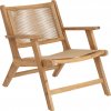 Zahradní židle a křeslo Kave Home Přírodní dřevěné zahradní křeslo LaForma Geralda s pleteným béžovým sedákem
