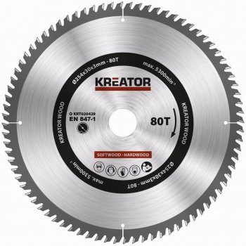 KREATOR KRT020429 Pilový kotouč na dřevo 254mm, 80T