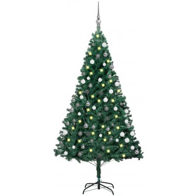 zahrada-XL Umělý vánoční stromek s LED a sadou koulí zelený 120 cm PVC