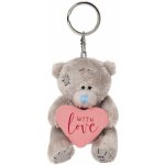 Přívěsek na klíče Me To You Medvídek plyšový se srdíčkem With Love S láskou 8 cm – Zboží Mobilmania