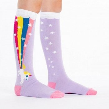 Sock it to me Rainbow Blast holčičí podkolenky s jednorožcem Světle fialové