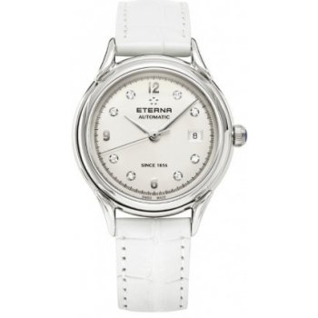 Eterna Heritage 1948 For Her Automatic Silver endowed with 9 diamonds leather