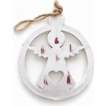 DECOLED Vánoční ozdoba na stromeček anděl, 9,5 × 8 cm, kovová s patinou, k zavěšení – Zboží Mobilmania