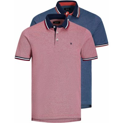 Jack & Jones 2 PACK pánské polo triko JJEPAULOS 12191216 Rio Red Denim Blue – Zbozi.Blesk.cz