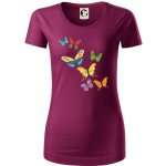Barevní motýli Dámské triko z organické bavlny Origin GOTS Fuchsiová – Sleviste.cz