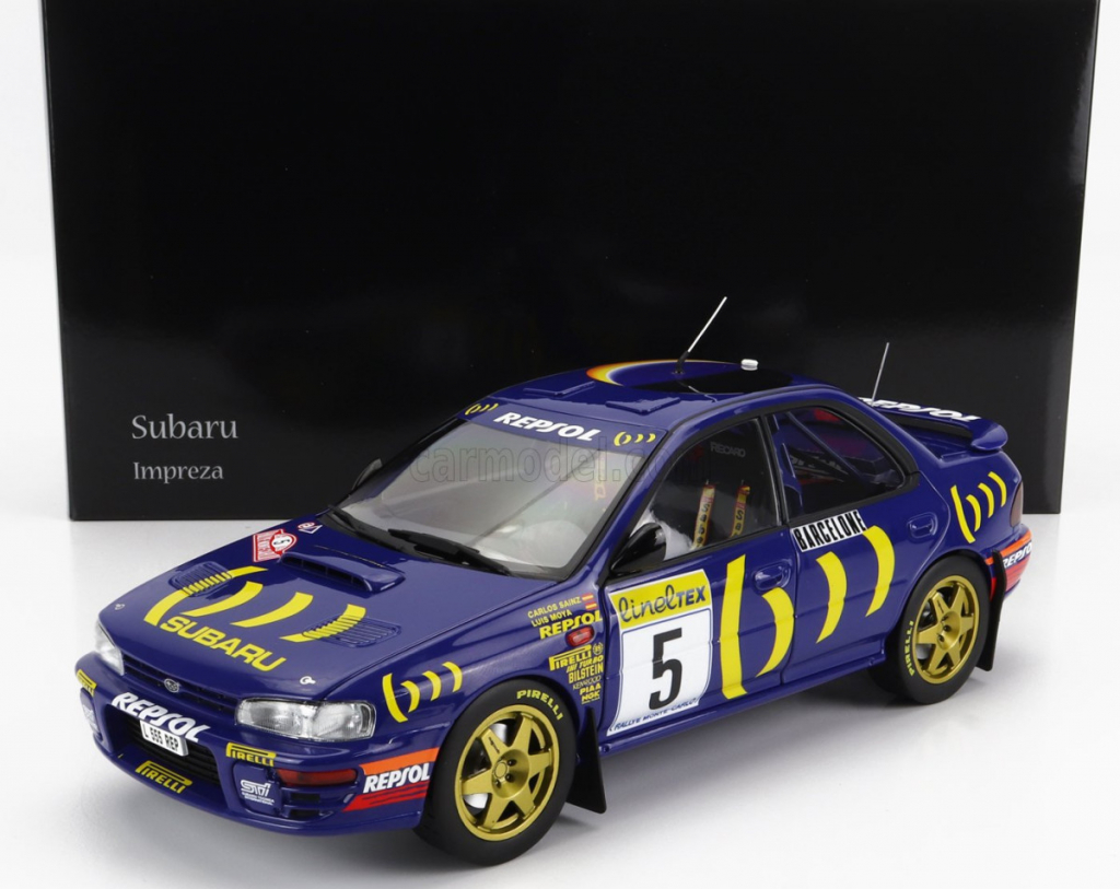 Kyosho Subaru Impreza 555 Repsol N 5 Winner Rally Montecarlo 1995 C.sainz L.moya Modrá Žlutá 1:18