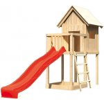 KARIBU domek FRIEDA 91181 + červená skluzavka + houpačka – Zboží Mobilmania