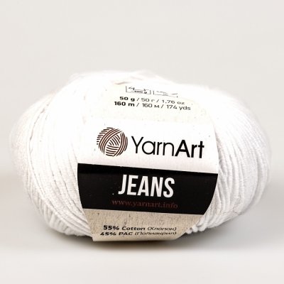 Pletací / háčkovací příze YarnArt GINA / JEANS 62 sněhově bílá, jednobarevná, 50g/160m – Zboží Mobilmania