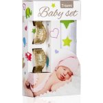 T-Tomi Baby set bambusová osuška green stars / zelené hvězdičky + kočárkový kolíček gold / zlatá 390 – Zboží Dáma