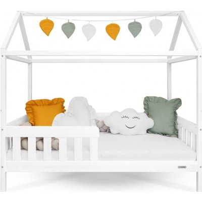 NEW BABY Dětská postel domeček se zábradlím a roštem CASTELLO 180x90 cm bílá – Zboží Mobilmania