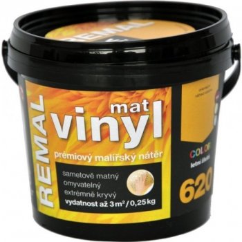 Barvy A Laky Hostivař Remal Vinyl Color mat, prémiová malířská barva,  omyvatelná, 620 letná žlutá, 250 g od 65 Kč - Heureka.cz