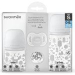 Suavinex sada lahev 270ml + 150ml + šidítko celosilikon klip Fox šedá – Hledejceny.cz