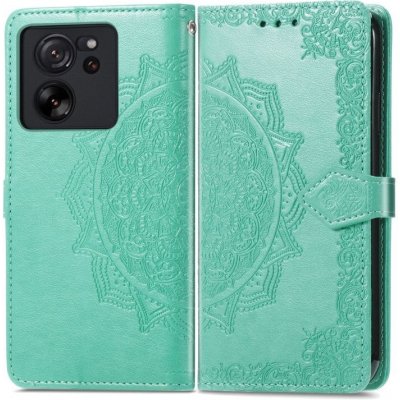 Levné Kryty Peněženkové pouzdro Embossing Pattern Mandala Flower Xiaomi 13T / 13T Pro zelené