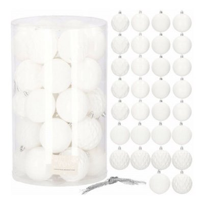 SPRINGOS Vánoční baňky bílé mix 8cm sada 30ks CA0878-XG – Zboží Dáma