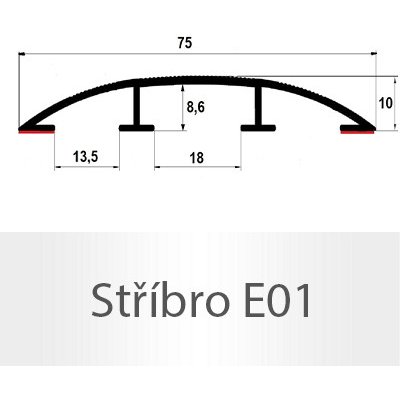 Profil Team Přechodový profil stříbro E01 1 m 75mm