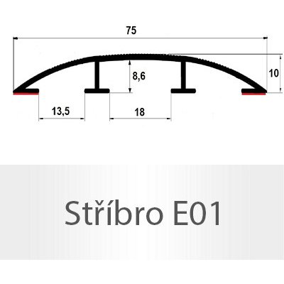 Profil Team Přechodový profil stříbro E01 1 m 75mm – Zboží Mobilmania