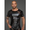 Pánské erotické prádlo Noir Handmade H056 Men's T-Shirt Made of Powerwetlook with 3D Net Inserts