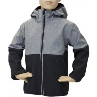 Fantom dětská softshellová bunda dvoubarevný černo šedý melír – Hledejceny.cz