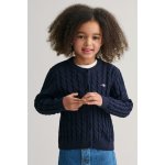 Gant Shield Cotton Cable Cardigan modrá – Zboží Dáma