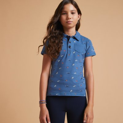 FOUGANZA Dívčí jezdecké polo tričko 140 světle modré – Zboží Mobilmania