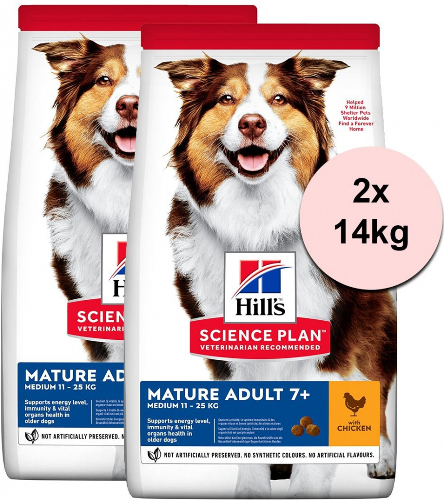 Hill’s Science Plan Mature Adult 7+ Medium Breed Chicken 2 x 14 kg
