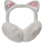 Bílé dětské klapky na uši s kočičími oušky s třpytivýma hvězdičkama – Sleviste.cz