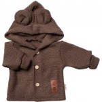 Baby Nellys dětský elegantní pletený svetřík s knoflíčky a kapucí s oušky hnědý – Sleviste.cz
