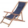 Zahradní židle a křeslo 43996 vidaXL Skládací plážové křeslo látka a dřevěný rám modré