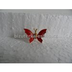 Bizuterka-eshop.cz brož motýlek zlato červená BZ-04217 – Zboží Dáma
