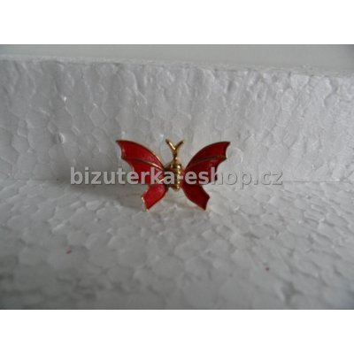 Bizuterka-eshop.cz brož motýlek zlato červená BZ-04217 – Zboží Dáma