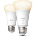 Philips LED žárovka E27 Hue 2ks 9,5W 75W teplá bílá 2700K stmívatelná – Sleviste.cz